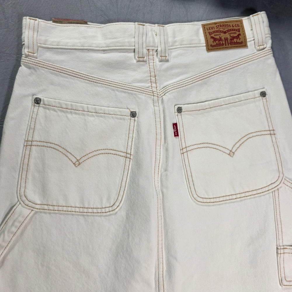 Levis Carpenter Midi Skirt Womens 26 (2) Off-White Denim Utility Hammer Loop NWT